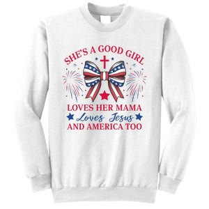 Shes A Good Girl Loves Her Mama Patriotic Bow Sweatshirt