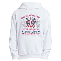 Shes A Good Girl Loves Her Mama Patriotic Bow Urban Pullover Hoodie