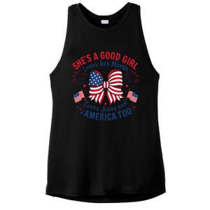 Shes A Good Girl Loves Her Mama 4th Of July Ladies PosiCharge Tri-Blend Wicking Tank