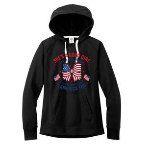 Shes A Good Girl Loves Her Mama 4th Of July Women's Fleece Hoodie