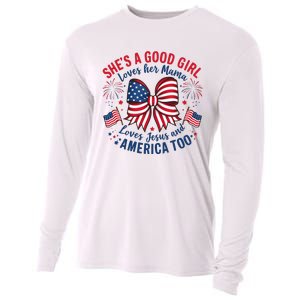 Shes A Good Girl Loves Her Mama 4th Of July Cooling Performance Long Sleeve Crew