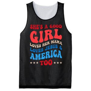 She's A Good Loves Her Mama Jesus & America Too Groovy Mesh Reversible Basketball Jersey Tank