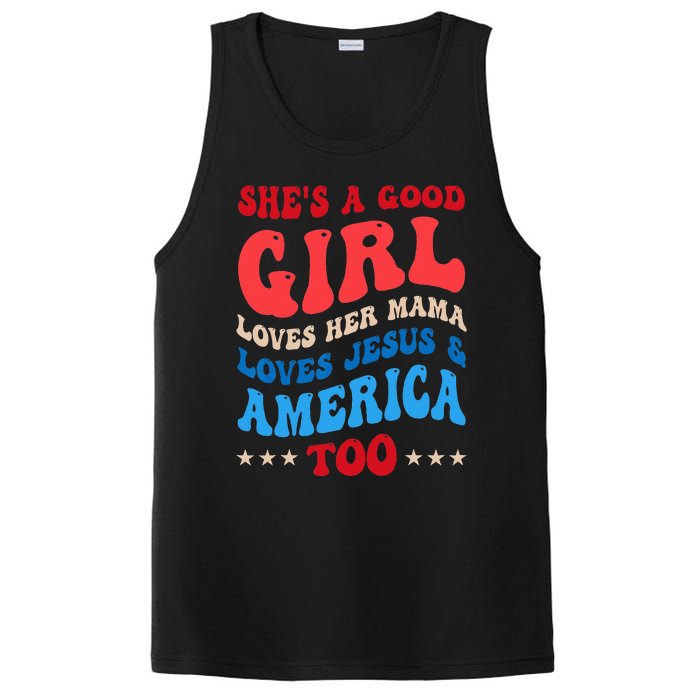 She's A Good Loves Her Mama Jesus & America Too Groovy PosiCharge Competitor Tank