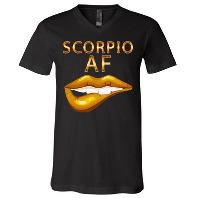 Scorpio Af Gold Sexy Lip Birthday Gift V-Neck T-Shirt