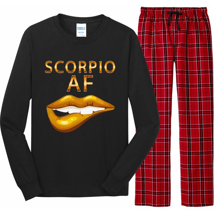 Scorpio Af Gold Sexy Lip Birthday Gift Long Sleeve Pajama Set