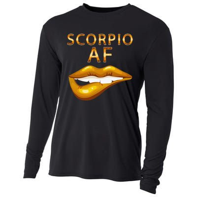 Scorpio Af Gold Sexy Lip Birthday Gift Cooling Performance Long Sleeve Crew