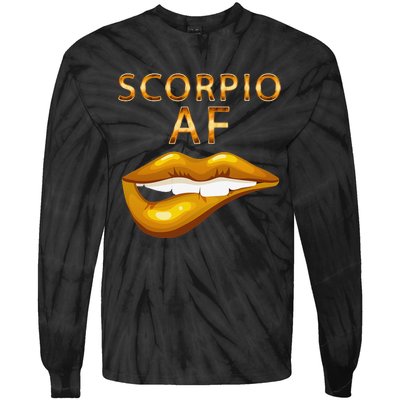 Scorpio Af Gold Sexy Lip Birthday Gift Tie-Dye Long Sleeve Shirt