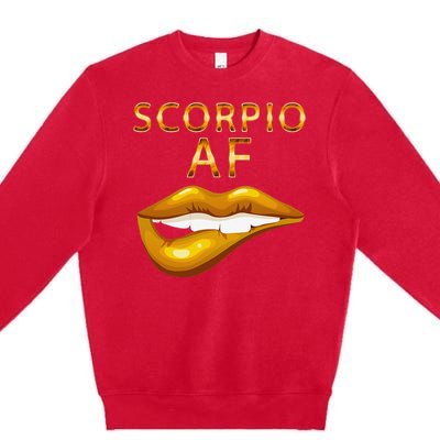 Scorpio Af Gold Sexy Lip Birthday Gift Premium Crewneck Sweatshirt