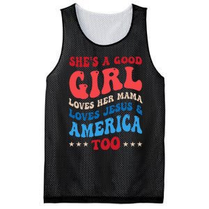 She's A Good Loves Her Mama Jesus & America Too Groovy Mesh Reversible Basketball Jersey Tank