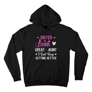 Sister aunt great aunt i just keep getting better new auntie Hoodie