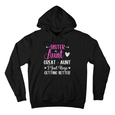 Sister aunt great aunt i just keep getting better new auntie Hoodie