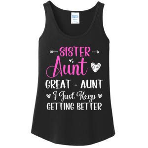 Sister aunt great aunt i just keep getting better new auntie Ladies Essential Tank