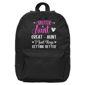 Sister aunt great aunt i just keep getting better new auntie 16 in Basic Backpack