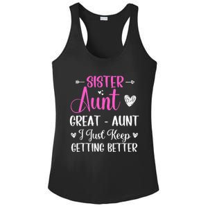 Sister aunt great aunt i just keep getting better new auntie Ladies PosiCharge Competitor Racerback Tank