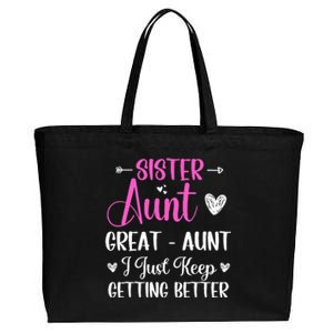 Sister aunt great aunt i just keep getting better new auntie Cotton Canvas Jumbo Tote