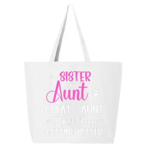 Sister aunt great aunt i just keep getting better new auntie 25L Jumbo Tote