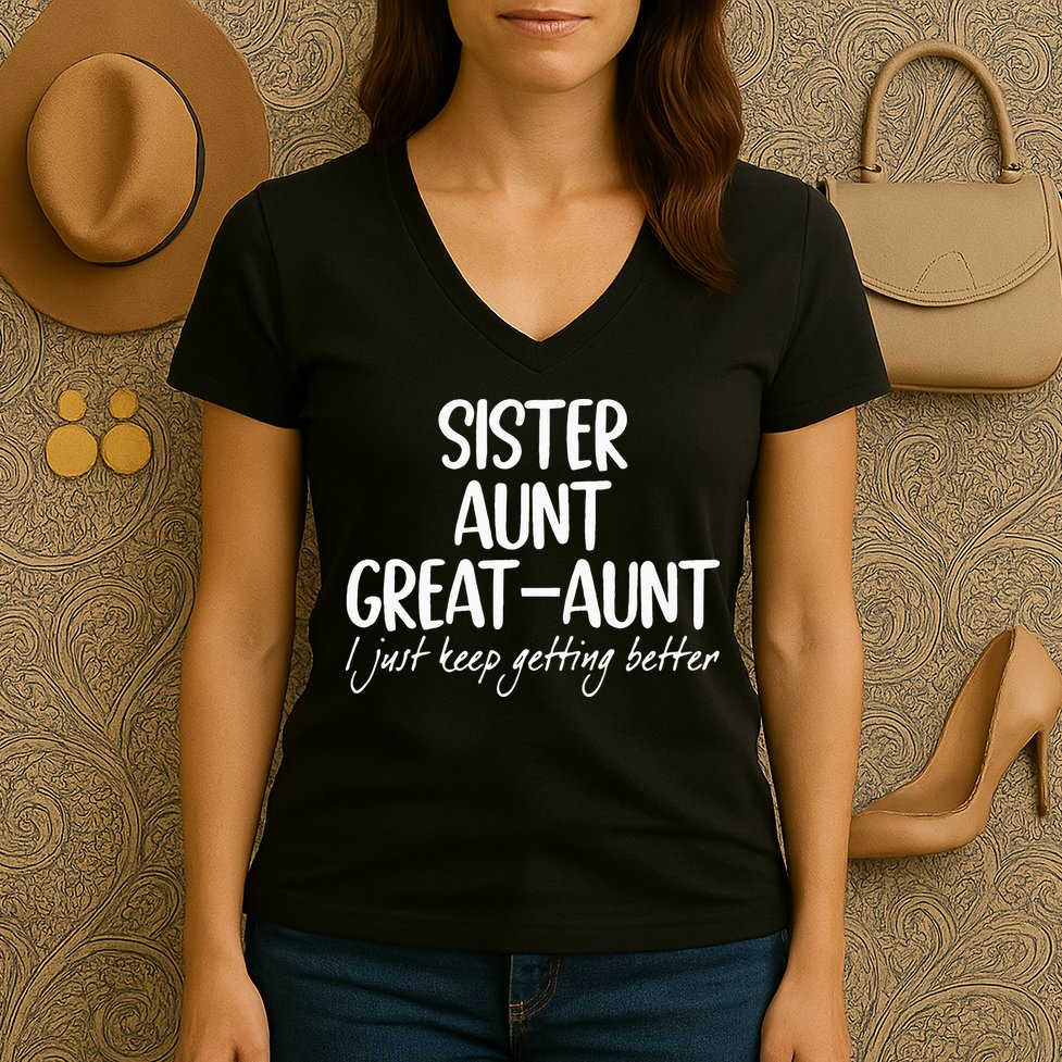 sister aunt greataunt i just keep getting better Women's V-Neck T-Shirt