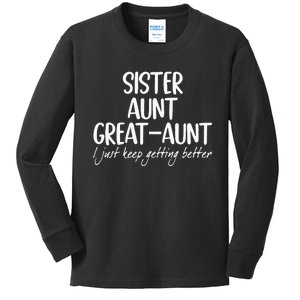 sister aunt greataunt i just keep getting better Kids Long Sleeve Shirt