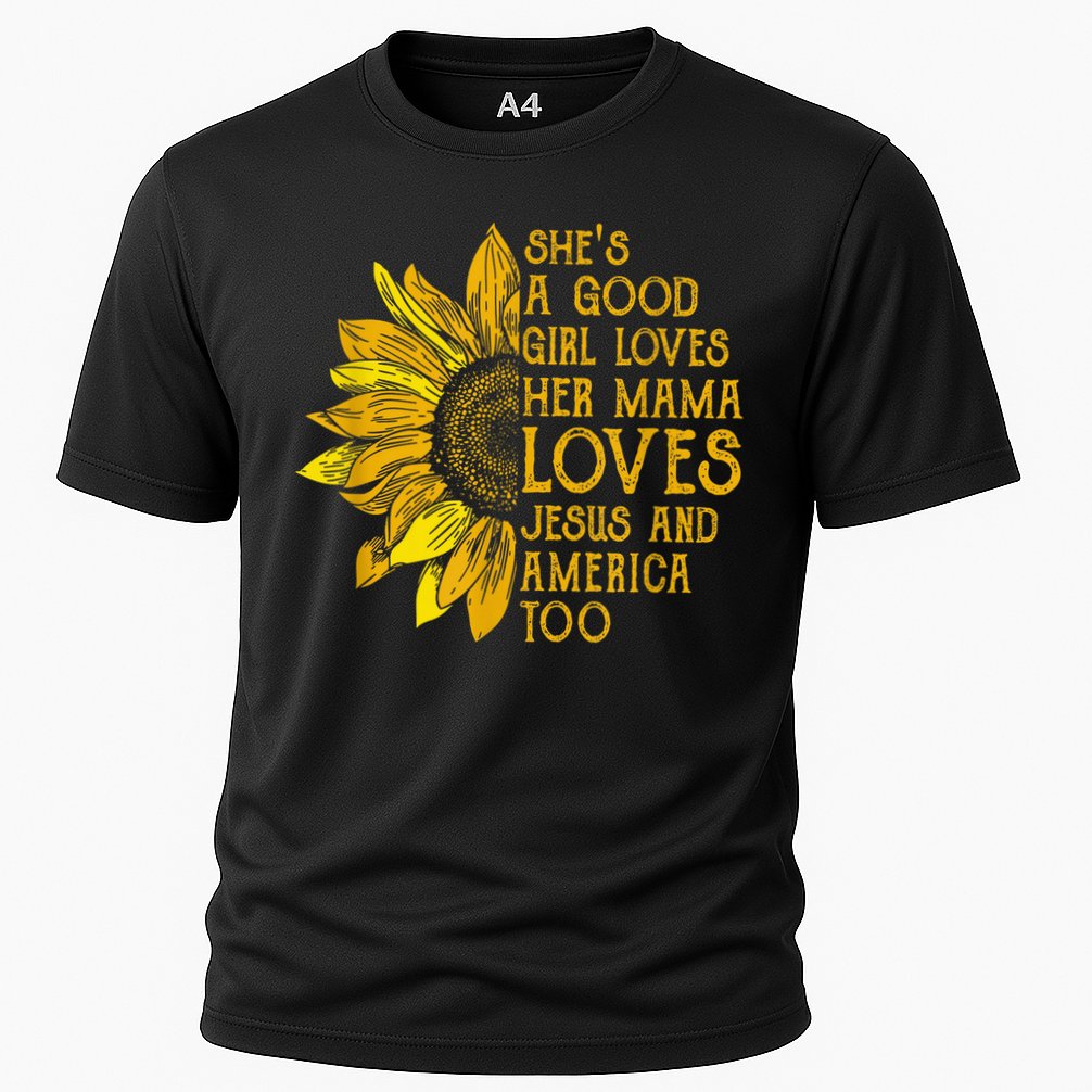 She's a good girl loves her mama jesus and america too US Cooling Performance Crew T-Shirt