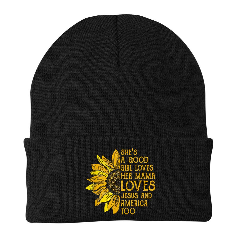 She's a good girl loves her mama jesus and america too US Beanie