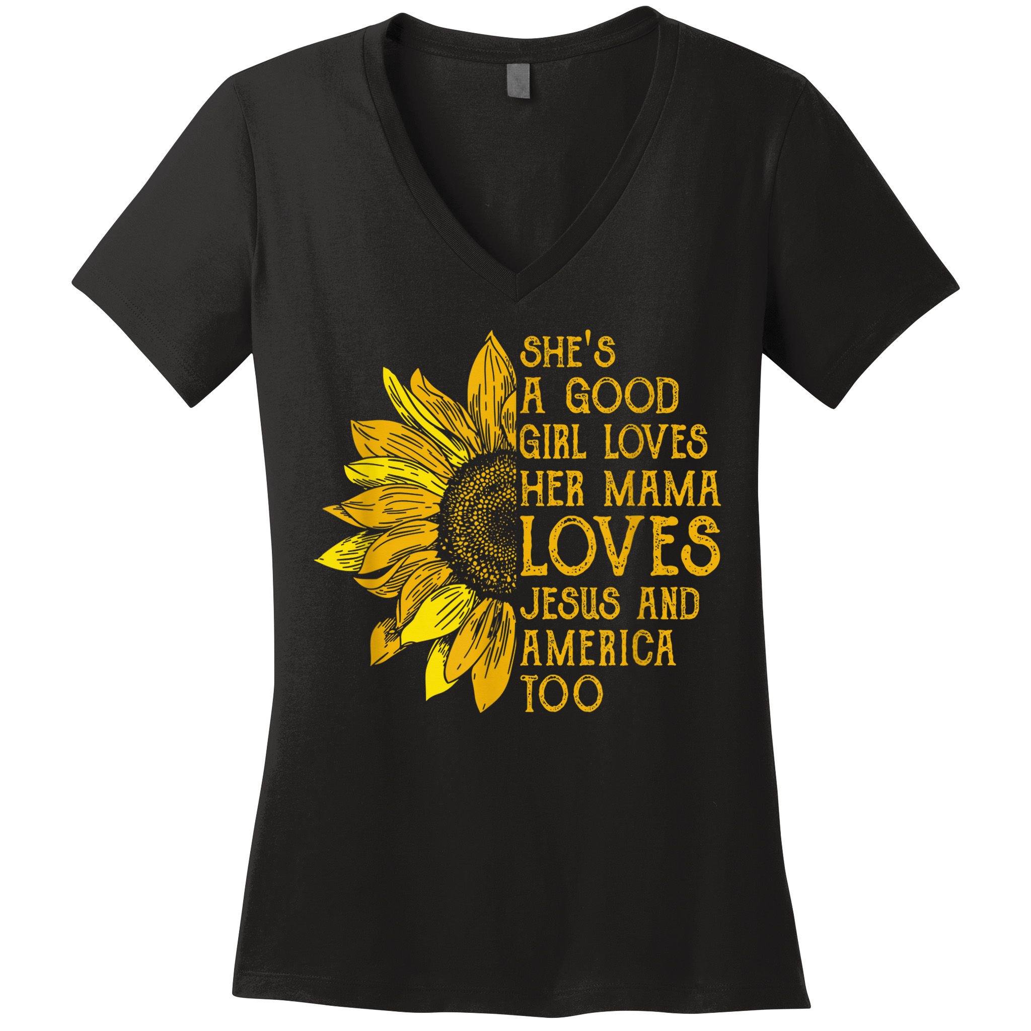 She's a good girl loves her mama jesus and america too US Women's V-Neck T-Shirt