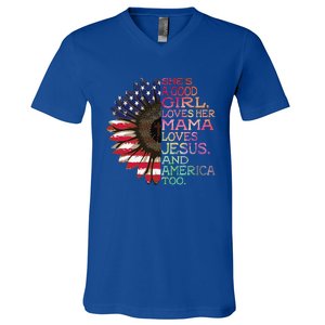 Shes A Good Girl Loves Her Mama Jesus & America Too Hippie V-Neck T-Shirt