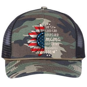 Shes A Good Girl Loves Her Mama Jesus America Too Retro Rope Trucker Hat Cap