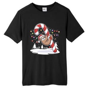 Sloth And Giant Candy Cane Christmas Pajama For Sloth Lovers Gift Tall Fusion ChromaSoft Performance T-Shirt