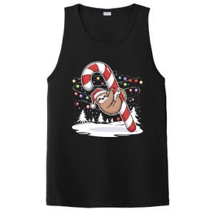 Sloth And Giant Candy Cane Christmas Pajama For Sloth Lovers Gift PosiCharge Competitor Tank