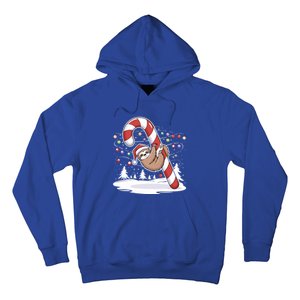 Sloth And Giant Candy Cane Christmas Pajama For Sloth Lovers Gift Hoodie