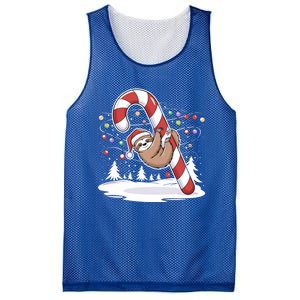 Sloth And Giant Candy Cane Christmas Pajama For Sloth Lovers Gift Mesh Reversible Basketball Jersey Tank