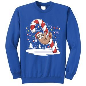 Sloth And Giant Candy Cane Christmas Pajama For Sloth Lovers Gift Tall Sweatshirt