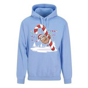 Sloth And Giant Candy Cane Christmas Pajama For Sloth Lovers Gift Unisex Surf Hoodie