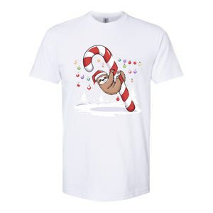 Sloth And Giant Candy Cane Christmas Pajama For Sloth Lovers Gift Softstyle CVC T-Shirt