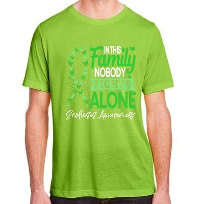 Scoliosis Awareness Green In This Family Nobody Fights Alone Funny Gift Adult ChromaSoft Performance T-Shirt