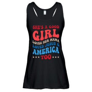 Shes A Good Girl Loves Her Mama Jesus & America Too Groovy Ladies Essential Flowy Tank