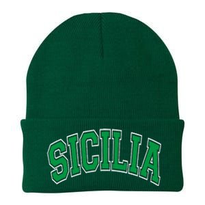 Sicilia Arched Green Knit Cap Winter Beanie