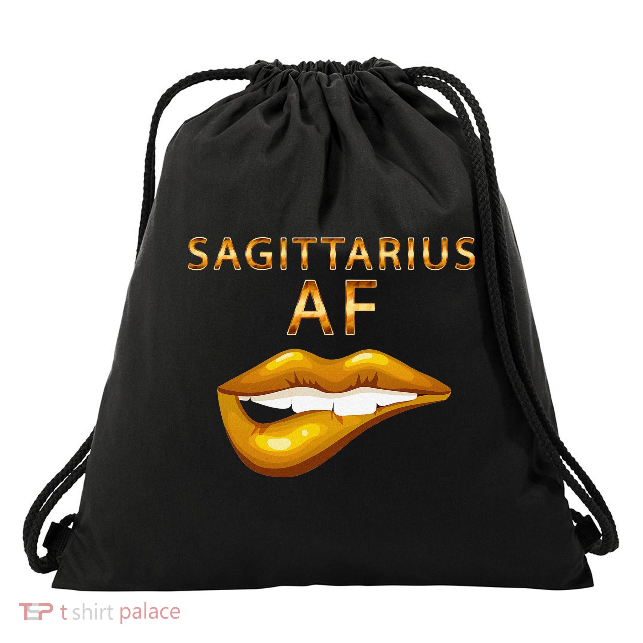Sagittarius Af Gold Sexy Lip Birthday Drawstring Bag