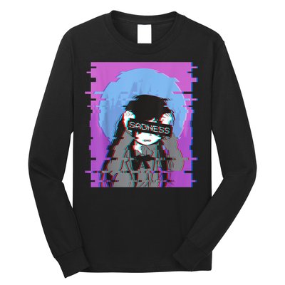 Sad Anime Girl Japanese Aesthetic Vaporwave Anime Otaku Long Sleeve Shirt
