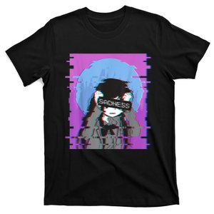 Sad Anime Girl Japanese Aesthetic Vaporwave Anime Otaku T-Shirt