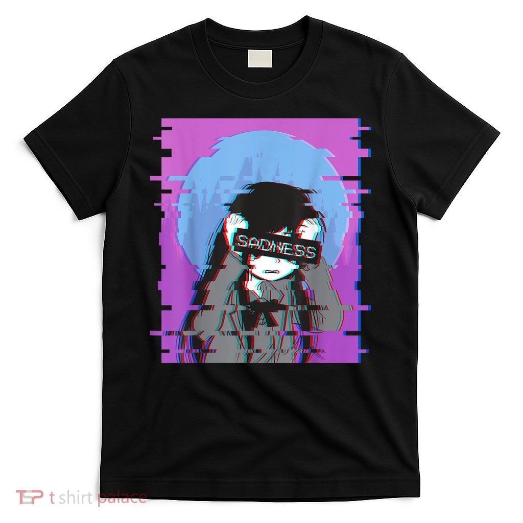 Sad Anime Girl Japanese Aesthetic Vaporwave Anime Otaku T-Shirt
