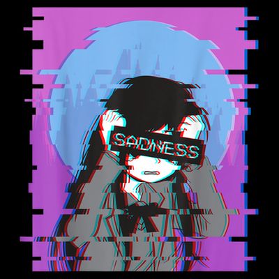 Sad Anime Girl Japanese Aesthetic Vaporwave Anime Otaku T-Shirt
