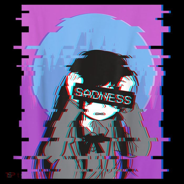 Sad Anime Girl Japanese Aesthetic Vaporwave Anime Otaku Premium T-Shirt
