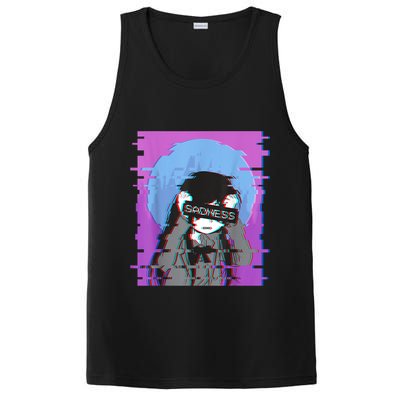 Sad Anime Girl Japanese Aesthetic Vaporwave Anime Otaku PosiCharge Competitor Tank
