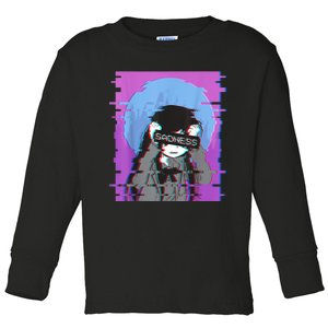 Sad Anime Girl Japanese Aesthetic Vaporwave Anime Otaku Toddler Long Sleeve Shirt