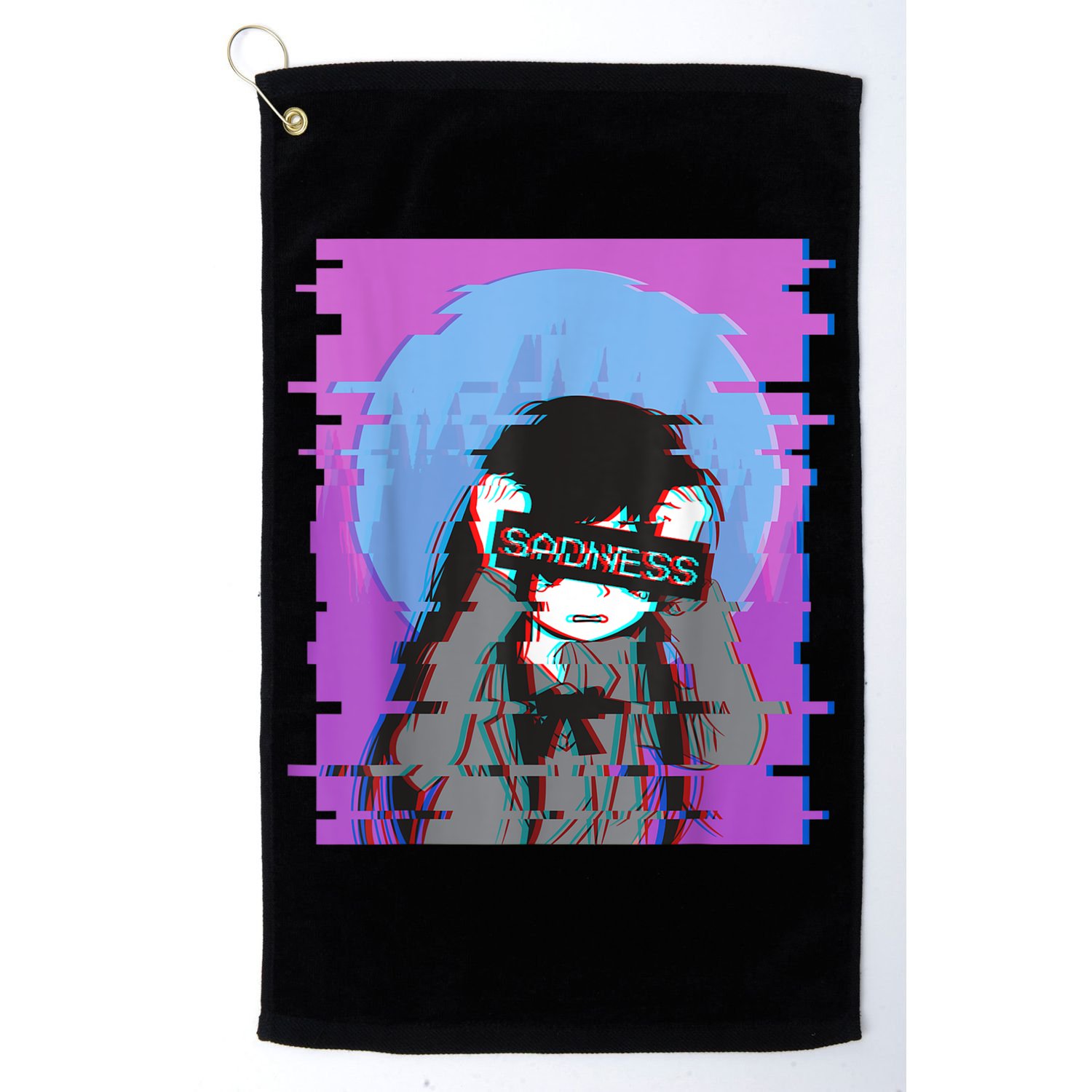 Sad Anime Girl Japanese Aesthetic Vaporwave Anime Otaku Golf Towel