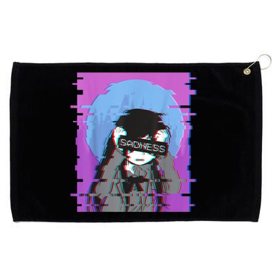 Sad Anime Girl Japanese Aesthetic Vaporwave Anime Otaku Grommeted Golf Towel