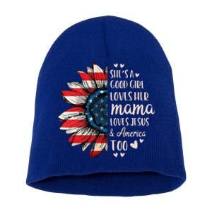 Shes A Good Loves Her Mama Jesus America Too Short Acrylic Beanie