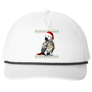 Santa African Grey Parrot Bird Ugly Christmas Gift Snapback Five-Panel Rope Hat