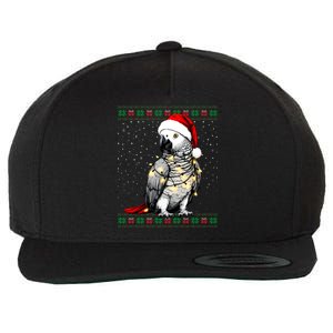 Santa African Grey Parrot Bird Ugly Christmas Gift Wool Snapback Cap